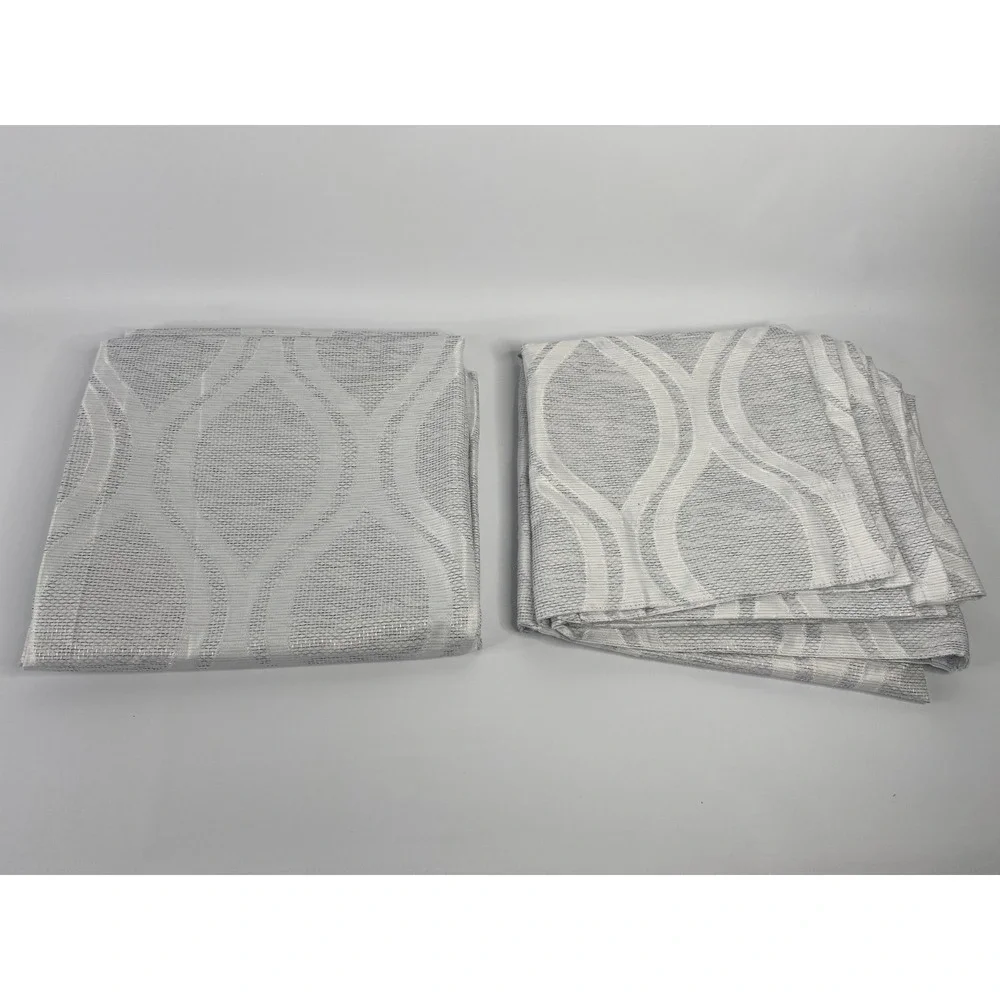 Silk Home Mitchell Blackout Curtains 52x96 White Pair Excellent Geometric Ogee